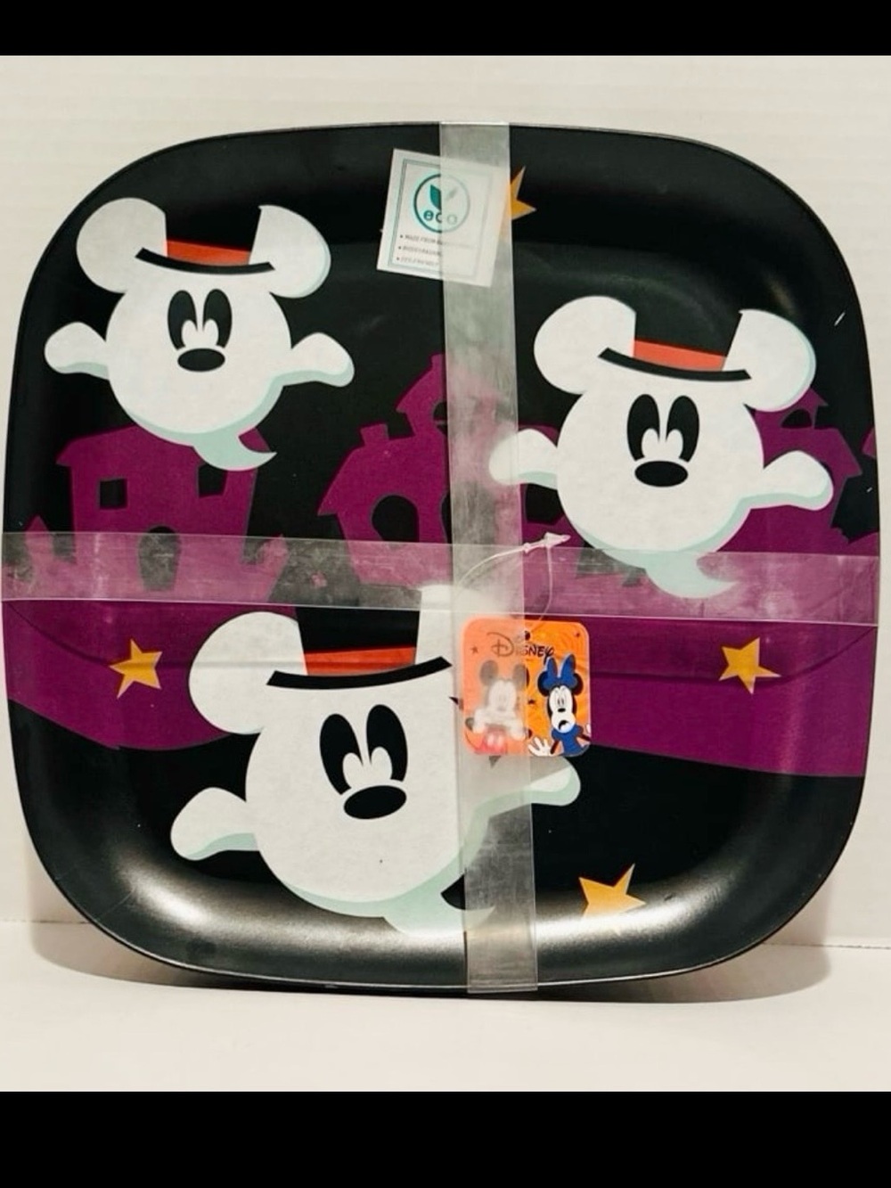 Disney NWT Mickey Ghost Bamboo Child Dinner Plates